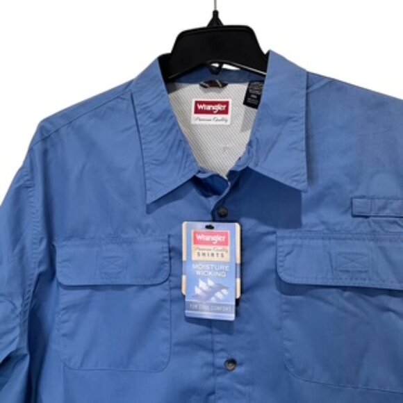NEW Wrangler Work Shirt Blue Long Sleeve Quick Dry Mens Size 3XL - Picture 2 of 12